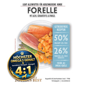 Forelle mit Lachs, Süßkartoffel & Spargel LIGHT/SENIOR