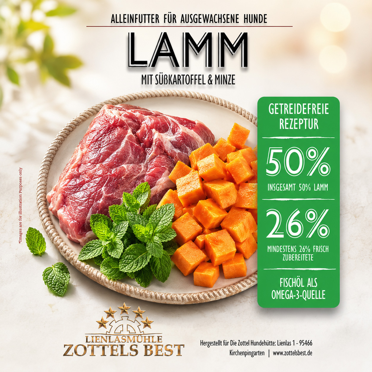 Lamm mit Süßkartoffel & Minze