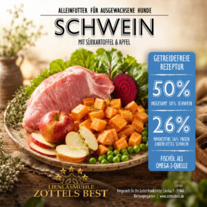 Schwein mit Süßkartoffel & Apfel