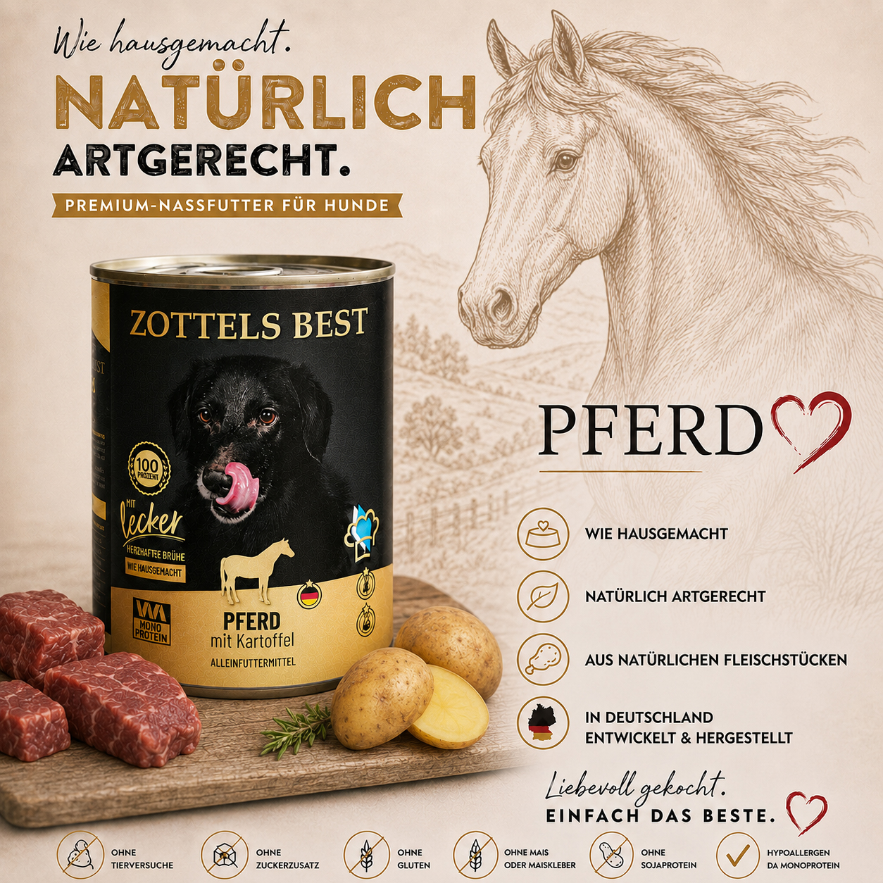 Pferd mit Kartoffel (6er Pack)