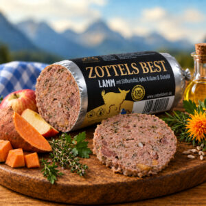 Hundewurst "Lamm mit Süßkartoffel, Apfel, Kräuter & Distelöl"