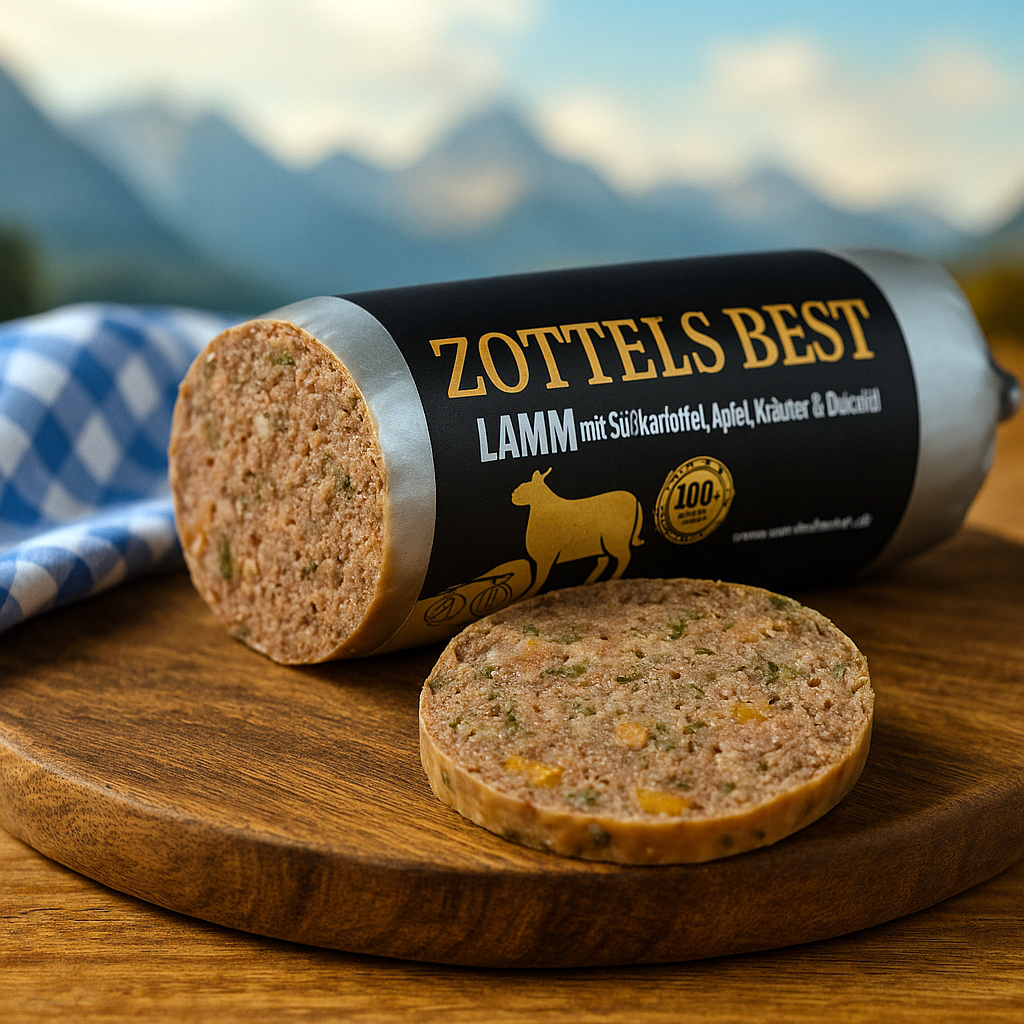 Hundewurst "Lamm mit Süßkartoffel, Apfel, Kräuter & Distelöl"
