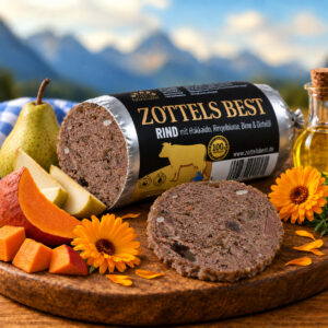 Hundewurst "Rind mit Hokkaido, Ringelblume, Birne & Distelöl"