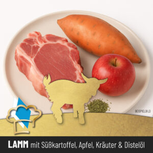 Hundewurst "Lamm mit Süßkartoffel, Apfel, Kräuter & Distelöl"