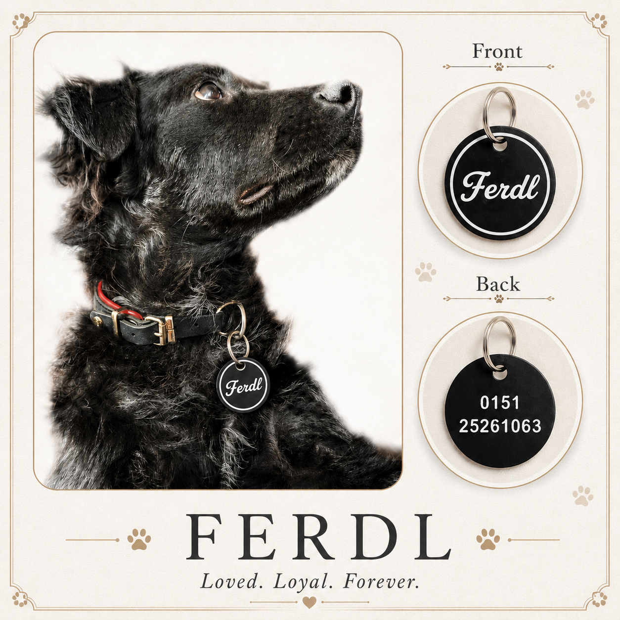 Namensschild mit Telefonnummer (Dog Tag)